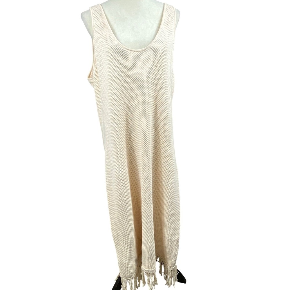 Future‎ Collective Cover-Up Dress Fringe Sleeveless Knit 1X Boho Beach Summer